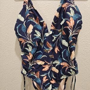 Floral Navy One-Piece Swimsuit